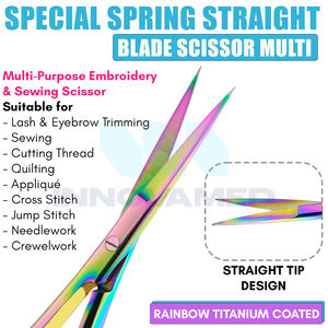 2025 Color blanco y arcoíris buena calidad Acero inoxidable Premium duradero antideslizante totalmente personalizado hecho belleza primavera tijeras - Product Image 6