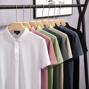 Nuevo 2025 Casual Polo en blanco camiseta logotipo bordado personalizado liso CVC 95% algodón 5% Spandex Unisex para camiseta de Golf suave para hombres - Product Image 1