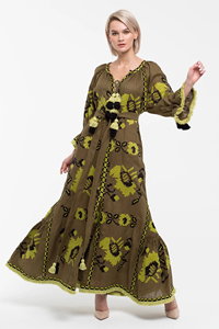 High Quality <b>Women's</b> <b>Kaftan</b> Maxi Dress Floral-Print Woven Cotton <b>for</b> Beach Parties Indian Style Summer & Autumn Wear - Product Image 2