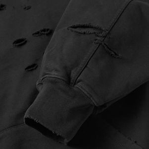 Custom Screen Printed Oversized <b>Hoodie</b> for Men Winter Heavyweight 100% Cotton Distressed for Sleeve Fleece Breathable <b>Black</b> - Product Image 6