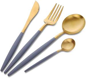 Unique Style Enameled Finished Handle Gold Plated Metal Cutlery Set Dinnerware Cutlery <b>Royal</b> Look Hotel <b>Catering</b> Usage - Product Image 6