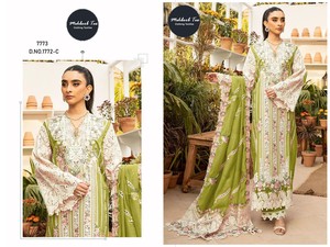 Trajes de algodón bordado trabajo paquistaní Salwar, Colección Premium traje de algodón puro Salwar. - Product Image 2