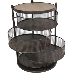 Awesome Designed Eco-Friendly Modern Black Coated Iron Wire 3-Tier Round Shape <b>Large</b> Tabletop <b>Storage</b> <b>Baskets</b> for Fruits - Product Image 1