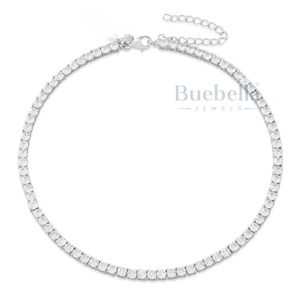 Venta caliente 925 Plata 14K Chapado en oro 4mm Moissanite Diamond Tennis Gargantilla Cadena para hombres - Product Image 3