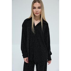 Camicia Oversize da donna ricamata in pietra e pantaloni Palazzo completo comodo ed elegante - Product Image 3