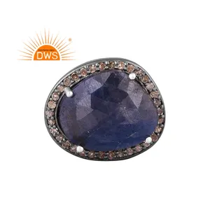 新设计的钻石和蓝宝石套装黑色在精银吊坠钻石首饰制造商