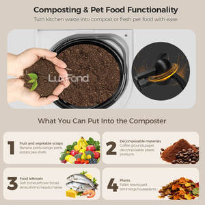 Composteur alimentaire électrique Luxfond 4,5 L avec mode de traitement intelligent par IA, stockage sans odeur, ultra silencieux, usage domestique, 90 % de décomposition - Product Image 5
