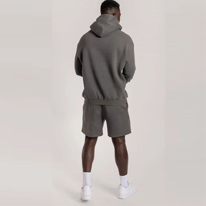 Conjunto de pantalones cortos y sudaderas con capucha de algodón grueso de peso pesado Pantalones cortos y sudaderas personalizados en blanco Conjunto de Jersey y pantalones cortos sueltos de gran tamaño unisex - Product Image 5