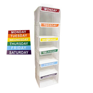 Organisateur de placard suspendu, étagère de rangement hebdomadaire pour vêtements, support de poche à suspendre sur la porte, 5 niveaux pour chambre d'enfant - Product Image 4