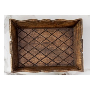 Aurora Charm ถาดงานฝีมือหรูหราพรีเมี่ยมอะคาเซียมะม่วงและไม้ชีแฮมพร้อมที่จับสำหรับการรับประทานอาหารกาแฟและการตกแต่งภายในตกแต่ง - Product Image 1