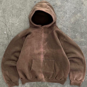 Vente en gros OEM Sweat à capuche à manches longues de couleur unie, décontracté, en coton, pour la rue, automne et hiver - Product Image 5
