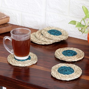 Juego de 6 posavasos redondos teñidos de algas marinas azules, productos ecológicos hechos en Vietnam, decoración de mesa al por mayor - Product Image 3