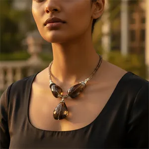 Collier en cristal de quartz fumé pour femmes - Cadeau en argent sterling - Product Image 1
