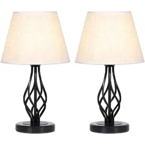 โคมไฟตั้งโต๊ะเหล็กเคลือบสีดำสำหรับบ้านโรงแรมบ้านไร่เตียงในบ้าน - Product Image 3