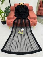 Magnifique Saree de créateur FABZONE pour femme avec broderies et sequins, idéal pour les tenues décontractées et de soirée, infroissable et extensible en tulle doux.