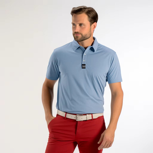 Polo sostenible personalizado de poliéster/algodón de alta calidad, Polo informal de manga corta ajustado para hombre, uniforme sólido, tamaño en blanco - Product Image 3