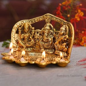 God Idol Diya <b>Oil</b> <b>Lamp</b> Deepak Metal Gold Plated Lakshmi Ganesha Statue Decoration Easter Diwali Home Decor Wedding Favor Return - Product Image 2