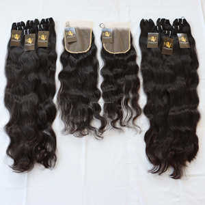 Vendeurs de cheveux vierges en gros de vison à vague profonde Produits capillaires brésiliens vierges bruts Faisceaux de cheveux humains naturels avec fermeture frontale - Product Image 2