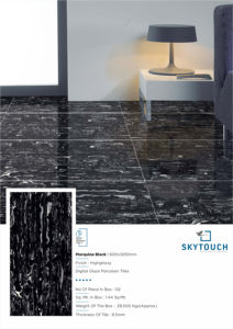 Carreaux de porcelaine noirs polis antidérapants élégants de 600*1200mm Porcelanato de style classique pour les carreaux de sol et de mur intérieurs d'hôtel - Product Image 2