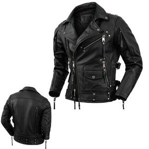 Chaqueta de Cuero Premium Estilo Bomber y Casual para Hombre, para Invierno, con Cuero Genuino y Lona, Logotipo Personalizado |   Fabricante OEM/ODM - Product Image 1