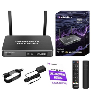 Boîtier TV LAN 1000M VseeBox Elite Ultra Android 12 4 Go 128 Go Allwinner H618 Lecteur intelligent 6K UHD avec télécommande vocale BT et double Wi-Fi (version US) - Product Image 1