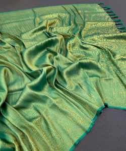 Saree traditionnel en organza pour femme avec broderie fantaisie et chemisier prêt à l'emploi pour mariage et fête spéciale - Product Image 4