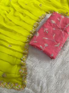 Saree fantaisie indien élégant et glamour à forte demande dernier sari le plus tendance pour les fêtes vêtements de mariée sari les plus vendus - Product Image 3