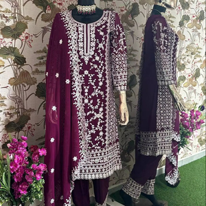 Bollywood Designer Indien Pakistanais Robe Collection Faux Georgette Tissu Avec Broderie Séquence Travail Pour Les Femmes Festival Porter - Product Image 1