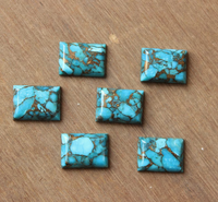 Turquoise Cuivre Bleu Naturel Forme Rectangulaire Cabochon à Dos Plat pour Fabrication de Bijoux Toutes Tailles Bagues DIY en Pierres Précieuses à Changement de Couleur
