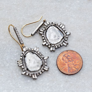 Pendientes de plata de primera ley con forma de diamante para mujer, aretes colgantes, plata esterlina 925, zirconia, circonita, zirconita, oro de 14 quilates - Product Image 3