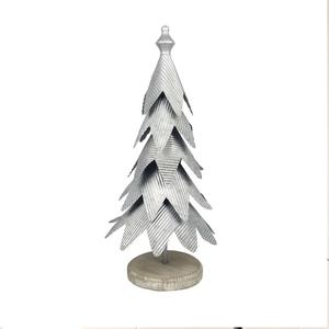 Sapin de Noël en métal argenté avec étoile pour la décoration de la maison de table de Noël - Product Image 1