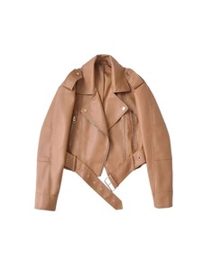 Chaqueta Corta Holgada Vintage de Cuero Sintético Casual para Mujer con Cinturón, Chaqueta de Motociclista de Invierno Transpirable con Cremallera para Calle - Product Image 3