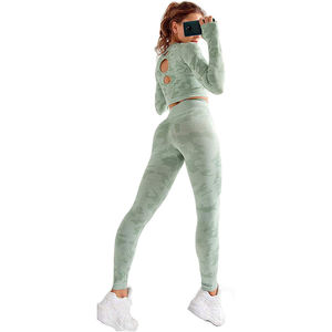 Ensemble de yoga sans couture à manches longues pour femmes livraison directe ensembles de fitness sport et yoga ensemble trois pièces pour femmes - Product Image 5
