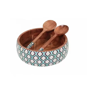 Saladier en bois émaillé fait à la main Vaisselle durable avec logo personnalisé de luxe moderne pour la soupe et la salade et l'utilisation décorative - Product Image 5