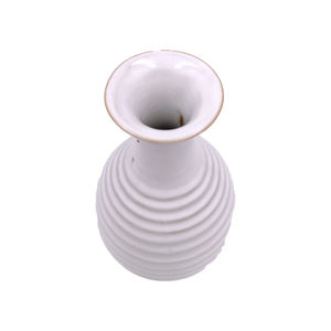 Modern Elegant White <b>Ceramic</b> Floor <b>Vase</b> Smooth Ribbed Profile Porcelain <b>Vase</b> - Product Image 4