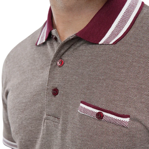 <b>Men</b> <b>Brown</b> Polo <b>Shirt</b> with Contrast Collar and Pocket Cotton Stylish Short Sleeve TShirt Casual Wear Solid Color Polo Top - Product Image 2