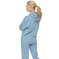 Ensemble de survêtement à capuche pour femme, manches longues, coupe décontractée, en coton mi-lourd, pour l'automne, avec poches latérales
