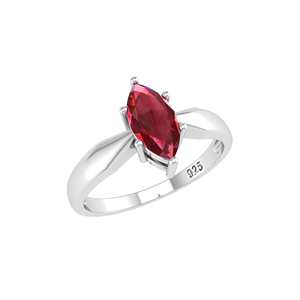 Anello in Argento Sterling 925 con Rubino Naturale Taglio Marquise Solitario - Product Image 4