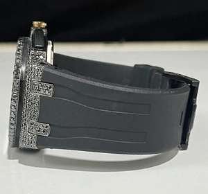 Reloj de Pulsera Cronógrafo para Hombre con Incrustaciones de Moissanita Negra, Estilo Hip Hop, con Correa de Silicona, Reloj de Lujo Brillante para un Estilo Urbano - Product Image 4