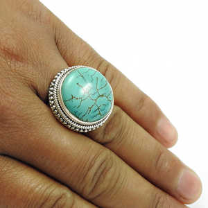 Anillo de Plata 925 de Diseño Moderno Artesanal con Turquesa, Estilo Boho, Calidad Superior, Precio al por Mayor - Product Image 3