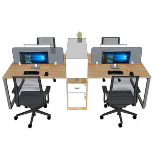Contemporary 4-Seater Table Cluster Module 280x120cm with <b>Footrest</b> and Cabinet HBRT074 - Product Image 3
