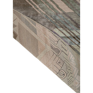 Tapis Manchaha vert noué à la main en laine et soie de bambou, épaisseur 10 mm, motif géométrique abstrait, rectangulaire, pour couloir, usage domestique - Les-2754 - Product Image 5