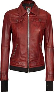 Custom Women's Hooded Lambskin <b>Leather</b> <b>Jacket</b> Comfortable Stylish Removable Hood Solid Pattern Woven Top Manufacturers Exporters - Product Image 3