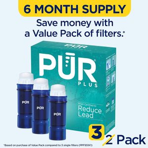 Filtre à eau PUR Plus de remplacement pour pichets et distributeurs, quantité pour 6 mois, lot de 3, bleu (PPF951K3) - Product Image 3