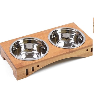 New Design Eco-Friendly Steel and Resin Pet <b>Bowl</b> with Wooden <b>Stand</b> for <b>Cat</b> and Dog Feeding - Product Image 2