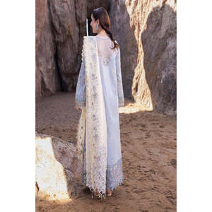 ชุดสูทผู้หญิง Qalamkar SAHIL KINARE Luxury Lawn'25 รุ่น FP-04 สีฟ้า FIRUZE พร้อม TC-1221 สีฟ้าทะเล ผ้าฝ้าย 100% ระบายอากาศได้ดี ทรงหลวม - Product Image 5