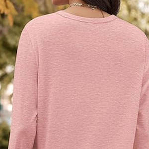 Chemises à manches longues pour femmes, col rond, coton basique, confortables, manches longues, t-shirts pour femmes - Product Image 6