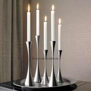 Superior Quality Metal Silver Color Finishing Shiny Polished Unique Designers Wedding Table Centerpiece Candle Holder From India - Product Image 1