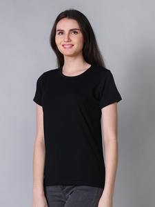 Camiseta de Manga Corta con Cuello Redondo para Mujer, 100% Algodón Elástico, Color Negro, Tela Canvas de Verano, Suministro ODM, Tallas Grandes, Estampado de Personajes - Product Image 4