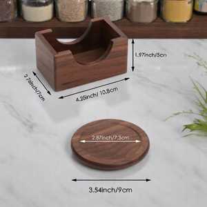 Posavasos de nogal Premium Maple, Nogal, Posavasos de madera, Posavasos de café, Posavasos de cerveza Posavasos de madera redondos - Product Image 6